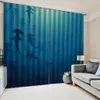 Пользовательские 3D занавес стая синих Рыб декоративный интерьер красивые плотные шторы