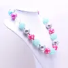 Bellissimo design a colori Collana robusta per bambini Fashion Hot Pink + Silver Bubblegum Bead Chunky Collana Gioielli per bambini per bambine