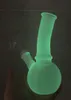 Hot Glow in The Dark Pipe à eau en verre de 18 cm de hauteur avec bécher à joint femelle de 14 mm
