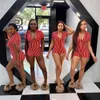 Mode Striped Playsuits 2022 Kortärmad Skinny Rompers Women Orange Black Red Sexy Club Party Jumpsuits