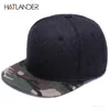 HATLANDER Högkvalitativ ull-snapback-kepsar vanlig kamouflage-baseballkeps och hatt män kvinnor vintermössa platt brätte blank hip hop-keps