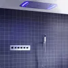 Set di rubinetti per doccia a pioggia per bagno Set di soffioni per doccia a LED a soffitto grande in acciaio inossidabile Sistema di bagno termostatico nebbioso a cascata