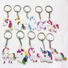 Cartoon Unicorn Key Chains Keyrings Cute Animal Horse Pony Design PVC Keychains Girls Women Bag Charm Key Rings Pendant Fashion Jewelry Gift