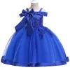 Retail 3-9 Years Kids Appliques Flower Girl Dresses Children Girl Elegant Wedding Dress With Big Bow Girls Party Dress L5081 J190612