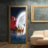 3D Tridimensionnel Père Noël Conduire La Porte Est Coincée Peut Le Déplacer L'Eau Sticker Mural Chambre Un Salon Diy Papier Peint 017