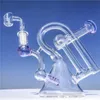 Bongs de vidro roxo reciclador Dab Rig Grosso Beaker Bong Fumar Hookah 14mm Joint com Banger Glass Bong Cheap Glass Water Bongs