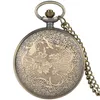 Brązowe vintage puste Peacock Design Pocket Watch Zwierzęta Kuratz Zegarki z łańcuchem naszyjnika dla kobiet mężczyzn Kids Orologio daSca245Q