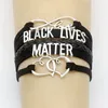 Infinity Läder Armband Svart Livser Matter Jesus Heart Love Letters Charm Fashion Braid Wrap Armband Bangles För Män Kvinnor Smycken Gåvor