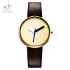 CWP 2021 Shengke Top Brand Luxury Proste Wrist Watch Watch Brązowe Skórzane Kobiety Przyczynowe Styl Mody Design Zegarki Kobieta