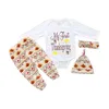 Lovely SpringAutumn LongSleeves Letter Printing Baby Romper PantsHatHeadband for Chrismas Party Baby Clothing Set5311631