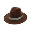 Mode-winter hoed emmer dames bowler jazz fedora hoeden lint verfraaid platte rand Panama trilby Derby gokker titfer