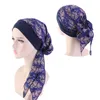 Kvinnor Tjej Satin Wide Band Solid Color Caps Bonnet Headwrap Cancer Chemo Beanie Headwear Hårtillbehör