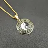 316 rostfritt stål kinesisk stil gåva silver guld antik tai chi yin och yang åtta diagram halsband hängsmycken smycken för män kvinnor