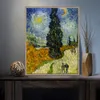 Canvas Oil Painting Art Hand Painted Road with Cypress and Star, May 1890 Vincent Van Gogh Painting Reproduction Impressionist Unframed