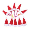 Decorazione del cappello di Babbo Natale di Natale per coltello e forchetta Set Bottiglia di birra Cappello avvolgente Sacchetto regalo di caramelle per il festival della festa nuziale
