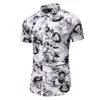 Roupa masculina colar de mesa botons Cópia casual Hawaiian manga curta camisa superior plus tamanho masculino praia feriado slim camisas # 13