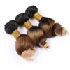 # 1B 4 27 Honey Blonde Ombre Malaysian Menschenhaar-Tressen mit Closure lösen Welle Haar Weaves 3Tone Menschliches Haar 3Bundles mit Spitze-Schliessen