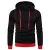 Mode Casual Hoodie Mens Pullover Hooded Solid Color Trui Trekkoord Stitching Sweatshirt Groen Zwart Grijs Leger-Groen M-3XL Maat