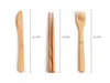 7pcs Ekofri Dostu Bambu Stepware Seyahat Terler Seti Taşınabilir Bambu Saman Yemek Takımı Seti Kumaş Torba Bıçakları Çatal Kaşık Chopsti3580828