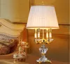 Europeu led candeeiros de mesa cristal moderno tecido abajur luzes mesa sala estar lâmpadas cabeceira interior leitura decoração luminárias3216060