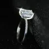 Original 925 sterling Silver Engagement wedding Rings for Women Luxury Emerald cut 4CT Simulated Diamond Platinum Jewelry size 5-1243F