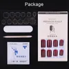 12Pcs / Set Reusable Acrylic Fake Nails With Lagesive Sticker Glue Press On Nail Full Cover Tips Nails Extension Manicure Tool