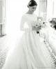 New Designer Simples Satin Wedding Dresses A-Line colher decote manga comprida Zipper até o chão vestidos de noiva formal Vestidos De Mariee