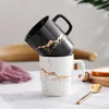 380 ml en marbre avec tasses de café en céramique en étage en or Tasses de café en céramique finition en noir et blanc buvant des tasses de lait de lait