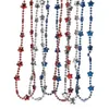 80cm étoile perle collier en plastique jour de l'indépendance étoile perles collier drapeau américain couleur décoration 4 juillet carnaval fête faveur