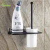 Badezubehör Set schwarzer Bronze Antike Multifunktionelle Tasse Europäischer Toilettenbürstenhalter Wandhalterung Badezimmerzubehör1