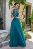 Hunter Green One-shoulder Sheer Long Sleeve Lace Evening Dresses 2020 Applique Chiffon Floor Length Formal Party Prom Gowns