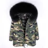 outdoor ladies jackets Maomaokong brand down fill lined army green canvas long parka with rose raccoon fur trim hoody Women down coats