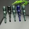 Colour three-wheel double-bubble straight smoke pot Glass Bongs Smoking Pipe Water Rig Glass Bowls Oil Burner