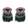 Wholesale- fashion luxury designer exaggerated cute lovely devil eye hand made bohemia beaded tassel stud earrings for women girls