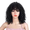 14 tums korta afro kinky lockiga peruk syntetiska peruker för kvinnor svart naturligt afro hår