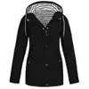 Moda Donna Solid Rain Jacket Outdoor Plus Size manica lunga impermeabile con cappuccio impermeabile camicetta da donna invernale antivento