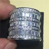 Shine 925シルバーカクテルリングフィンガージュエリー豪華なパブセットフルスクエアTシミュレーションダイヤモンド宝石リング女性サイズ5-10