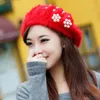 Women hats winter cap Korean new fashion pearl rabbit hair knit winter beret rex rabbit fur hat warm wild caps factory wholesales