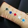 Buntes Emaille-Stern-Gliederkettenarmband für Mädchen und Frauen. Vergoldete, hochwertige, modische Armbänder im klassischen Sterndesign mit CZ-Gepflastert
