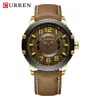 Curren Casual Leather Watch для мужчин в стиле бизнес -кварцевые часы Новые Relojes hombre Уникальные дизайнерские часы мужские часы