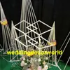 Novo estilo mental cilindro alto castiçal de ferro branco pilar candelabro peças centrais do casamento decor1000