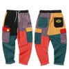 2019 Hip Hip Pantalon Vintage Color Block Patchwork Velours Côtelé Cargo Sarouel Streetwear Harajuku Jogger Pantalon De Survêtement Coton Pantalon1