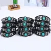 Charme tressé noir Bracelets en cuir véritable pour les amoureux de l'amitié Nouveaux hommes lumineux 12 Constellations Layered Braided Wrap Bracelet Bijoux Cadeaux En Gros