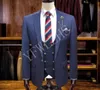 Consideráveis ​​de Ouro botões Groomsmen pico lapela do noivo smoking Homens ternos de casamento / Prom / Jantar melhor homem Blazer (Jacket + Calças + Tie + Vest) W197