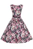 Retro Women Floral Printed Summer Beach Party Dresses 50's Short A Line Sleeveless Crew Neck Mini Holiday Vestidos Cheap In Stock FS0083