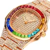 Drop Iced Watch -horloge Men Hip Hop Diamond Gold Mens horloges top kwarts kalender mannelijke klok relogio masculino190013333
