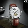 TEVISE Orologi da uomo Orologio con tourbillon con fasi lunari Orologio da polso sportivo in pelle casual Orologio maschile Relogio Masculino