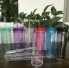 O mais recente Drinkware 16OZskinny, copo de plástico reto de camada dupla com canudo, 6 cores para escolher, suporte para logotipos e estilos personalizados