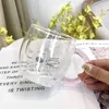 Summer new Taiwan Little Cat transparent glass cup Pink handle Double glass coffee milk mug 250ml9117266