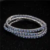 Bonitas filas de pulsera de diamantes de imitación de cristal, pulsera ostentosa para mujer, joyería hermosa, pulsera nupcial de boda a la moda